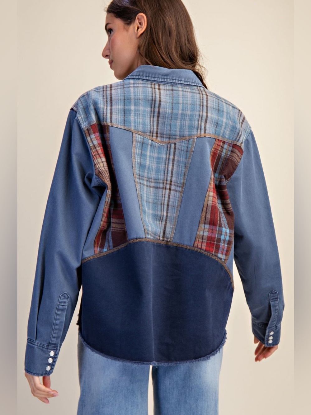 #156 ⚫️New! Easel Button Down Plaid Shacket